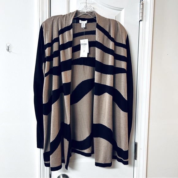 Chico's Sweaters - NWT!!  Chico’s Cardigan – Bold Black & Tan Zebra Stripe – Large (Chico's 2)